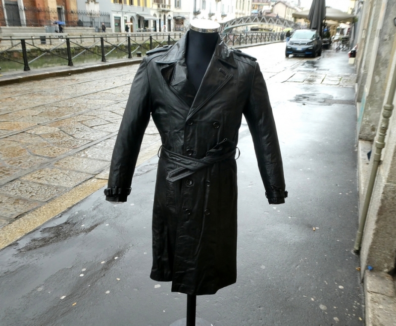 Vintage leather coat double breasted size S
