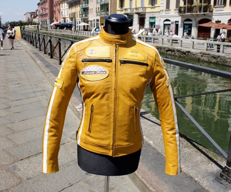 Yellow biker leather jacket size L 
