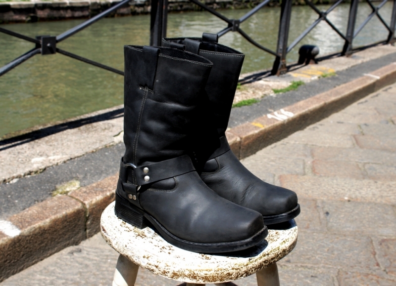 Biker bufalo leather boots size 44