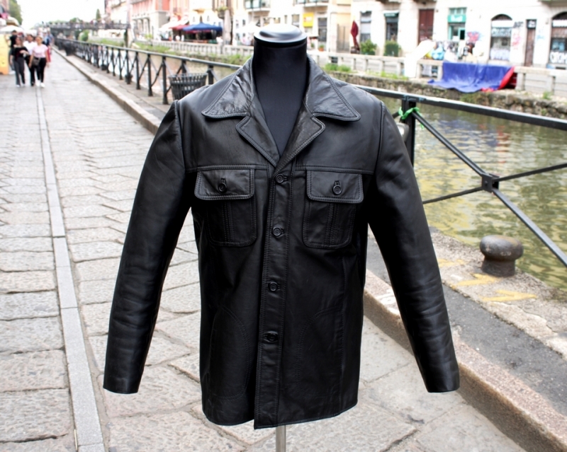 Vintage leather jacket 4 pockets size L men