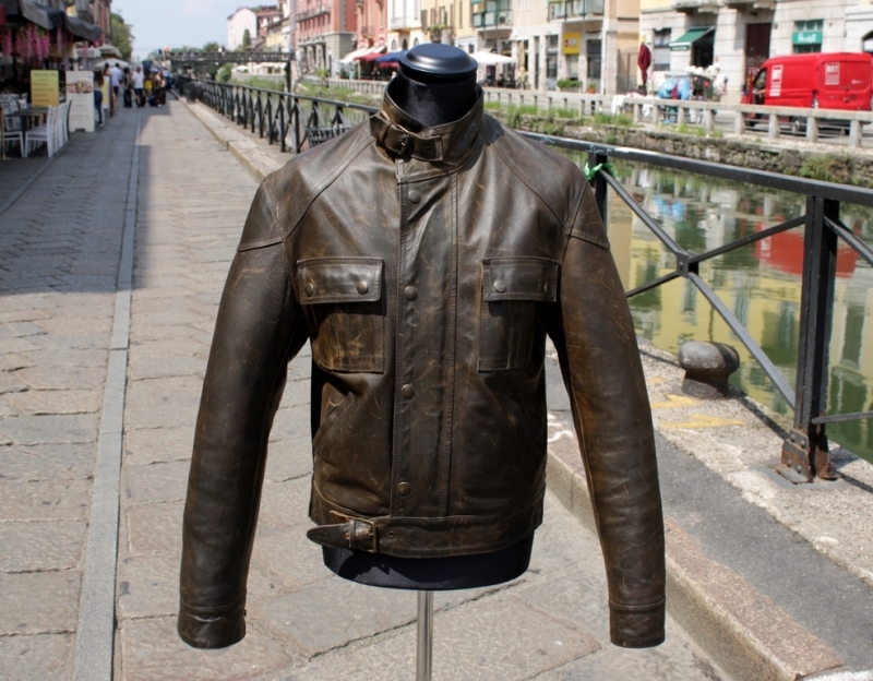 Biker leather jacket belstaff style size L 