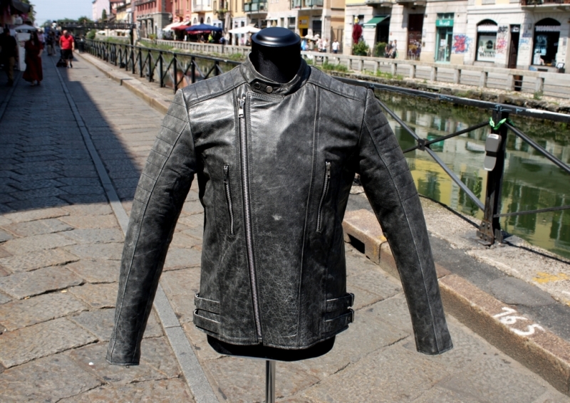 Guendj grey leather jacket biker moto