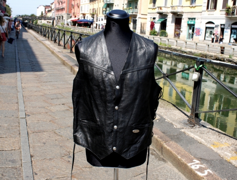 Biker leather vest vintage size L 