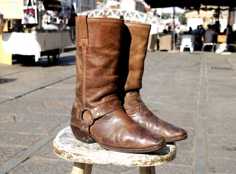 Biker camperos leather boots vintage 