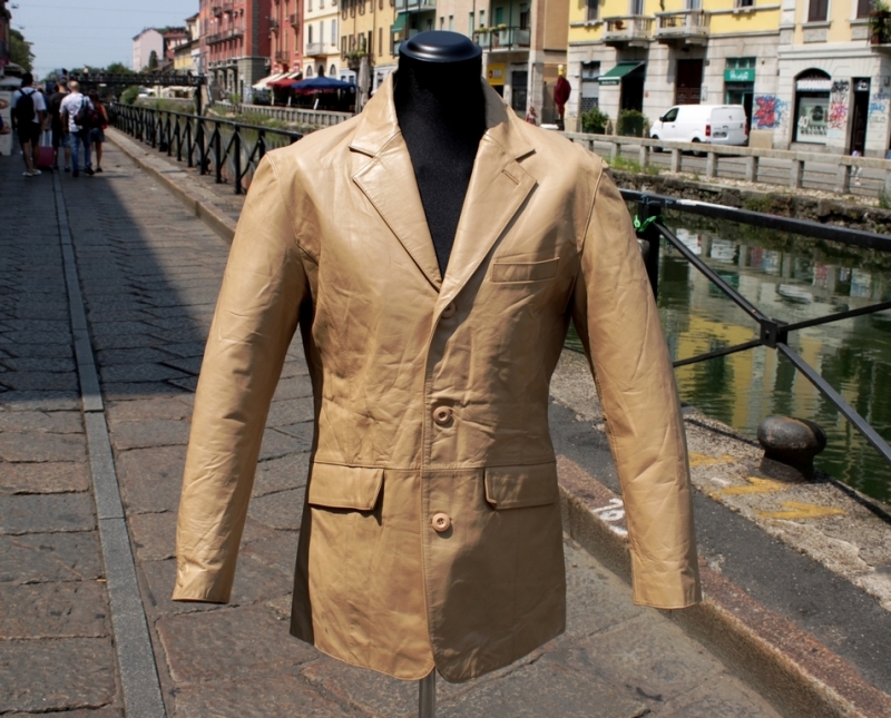 Vintage leather jacket beige 