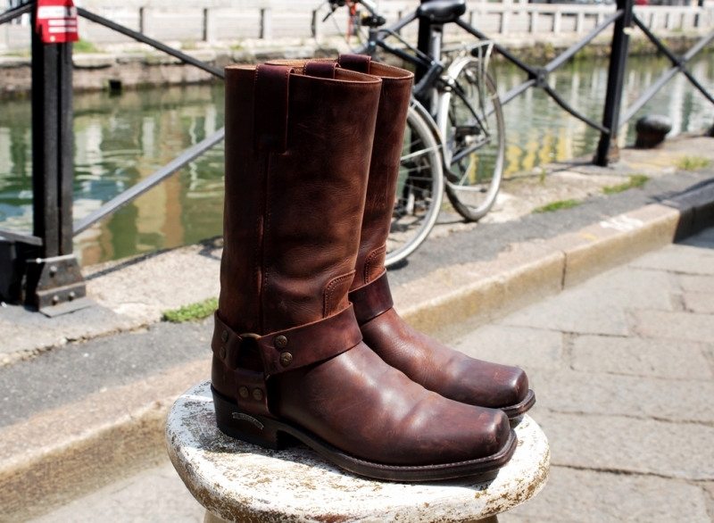 Biker boots leather vintage brown size 42