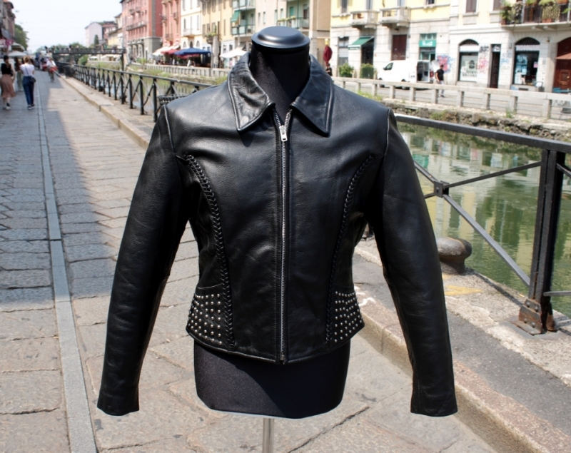 Biker leather jacket woman size ML