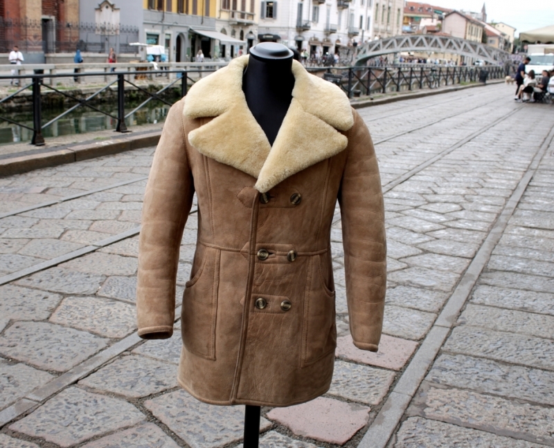 Cappotto montone shearling doppiopetto vintage M