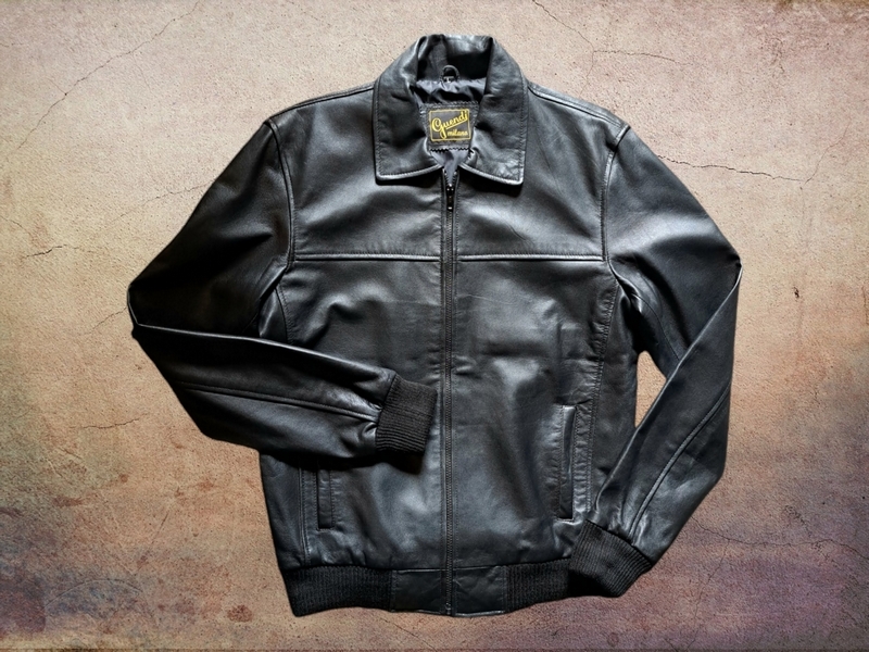 Giubbotto giacca bomber pelle fonzie nero original