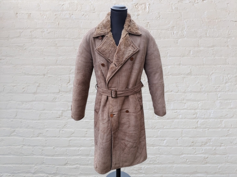 Cappotto pelle montone shearling beige sabbia L