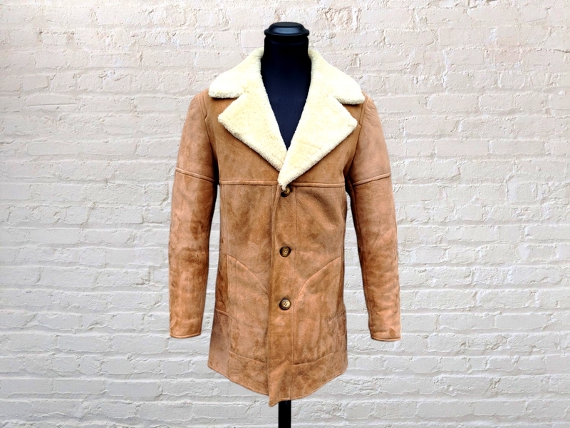 Cappotto trench pelle montone shearling beige tagl