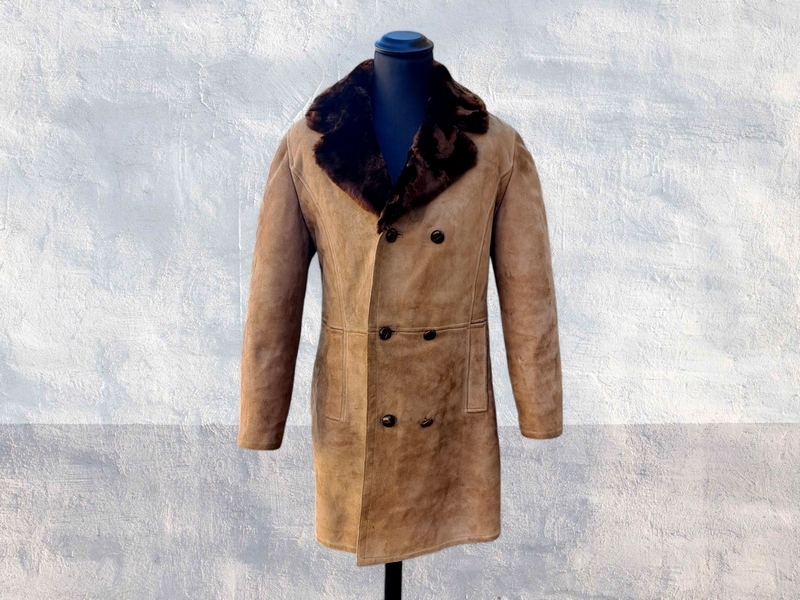 Shearling coat vintage beige size L 