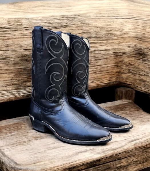 Stivali pelle texani neri camperos cowboy made in 