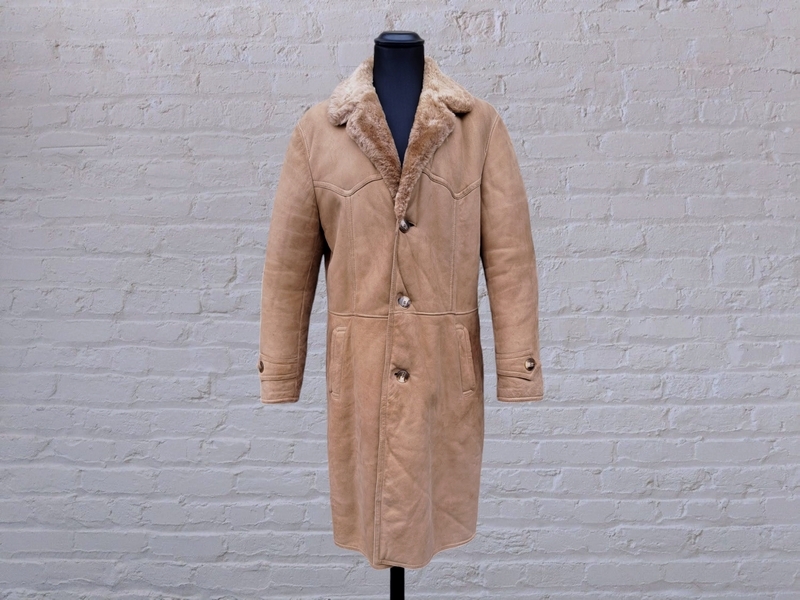 Cappotto pelle montone shearling monopetto vintage