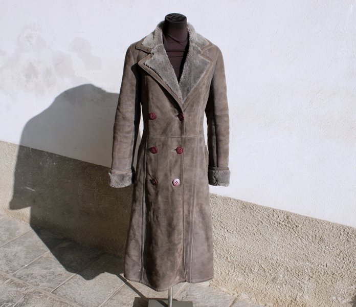 Cappotto montone shearling donna grigio vintage ta