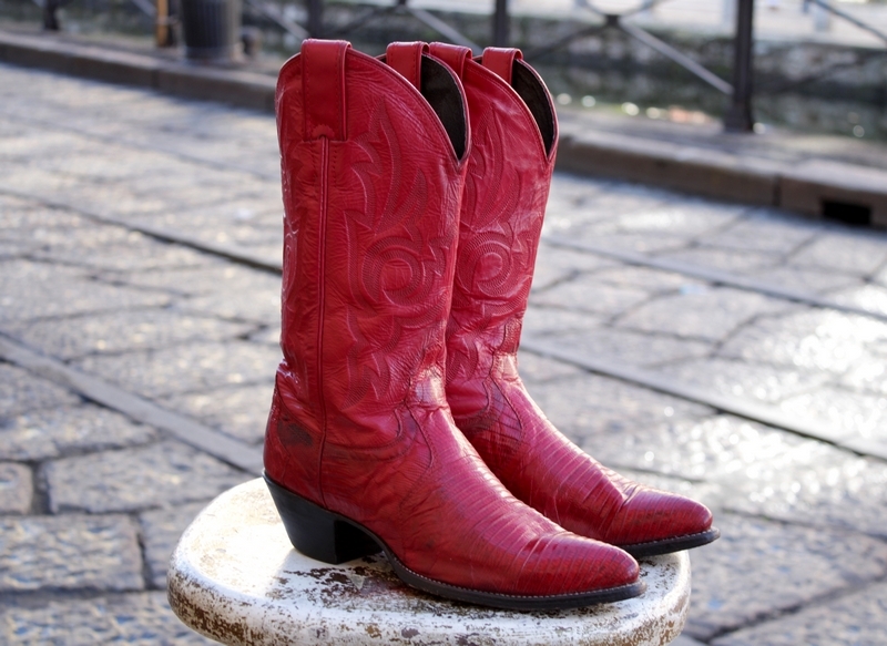 Stivali pelle rossa donna Justin boots num 39