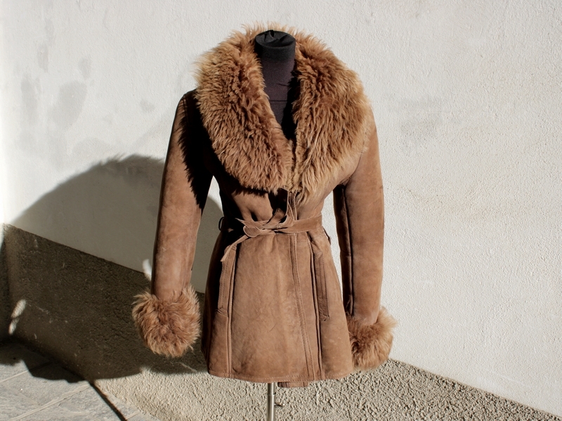 Giubbotto trench montone shearling donna anni 70 o