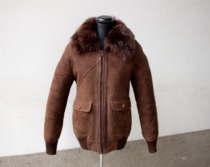 Giubbotto pelle bomber montone shearling pelliccia