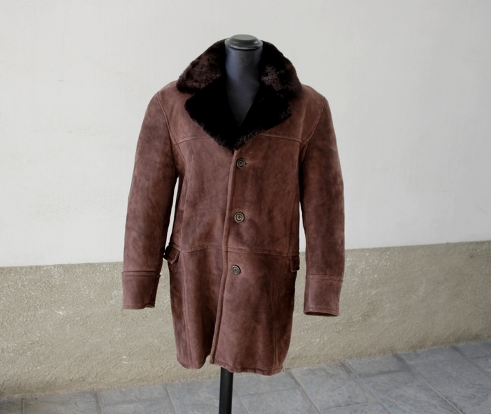 Cappotto montone shearling marrone scuro vintage t