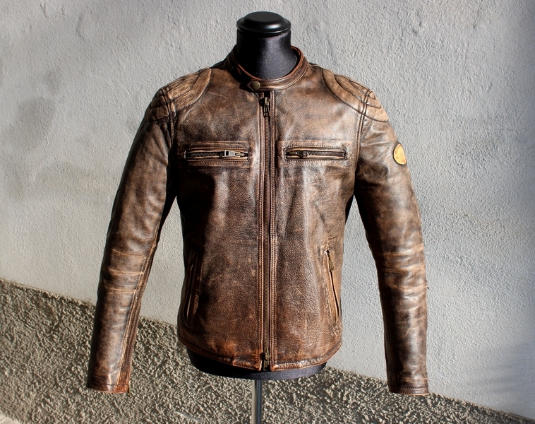 Giubbotto pelle marrone  biker moto marlboro class