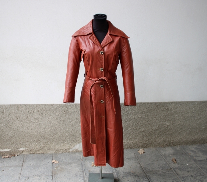 Trench cappotto pelle donna cuoio marrone tabacco 