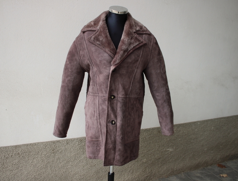 Cappotto pelle montone shearling grigio vintage ta