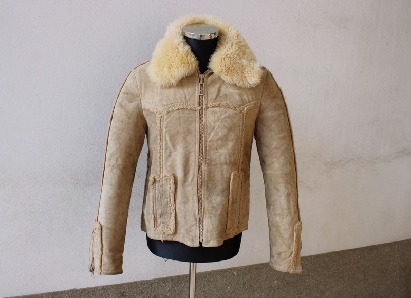 Suede leather jacket interior padded shearling col