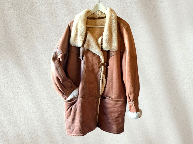 Cappotto montone shearling anni 90 donna taglia un