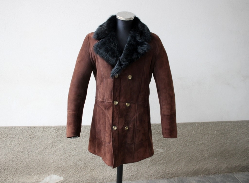 Cappotto montone shearling marrone pelliccia folta