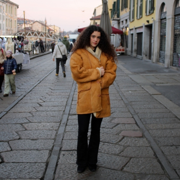 Cappotto montone shearling beige over anni 80 90 