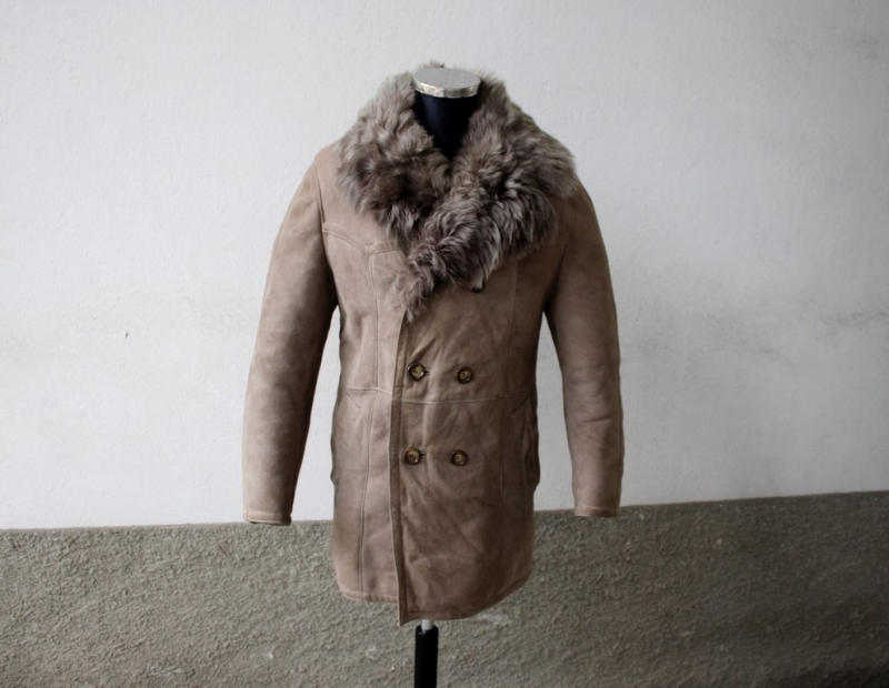 Cappotto montone shearling beige pelliccia folta v