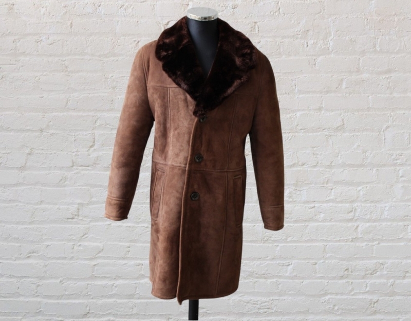 Cappotto montone shearling monopetto marrone tagli