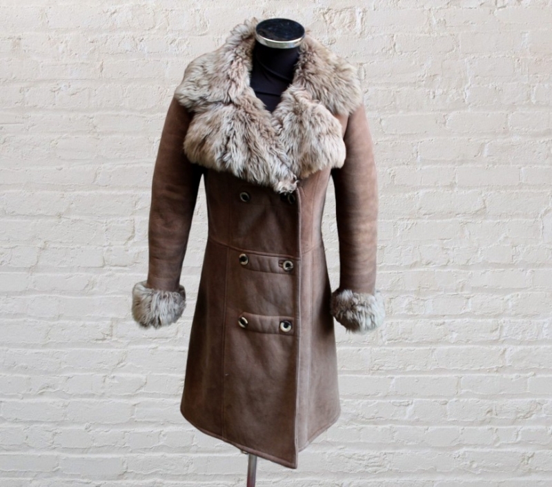 Cappotto donna montone shearling collo a pelliccia