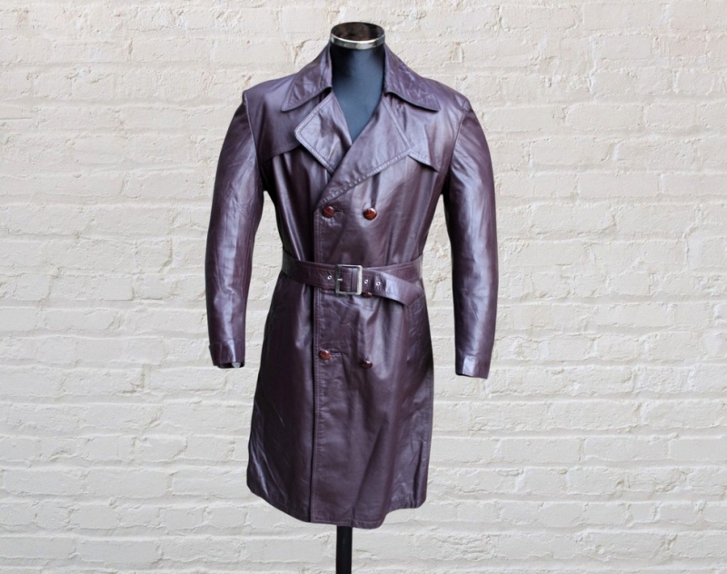 Vintage leather coat burgundy size L 