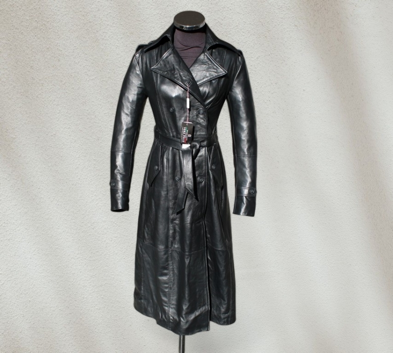 New leather trench cost woman double breasted size