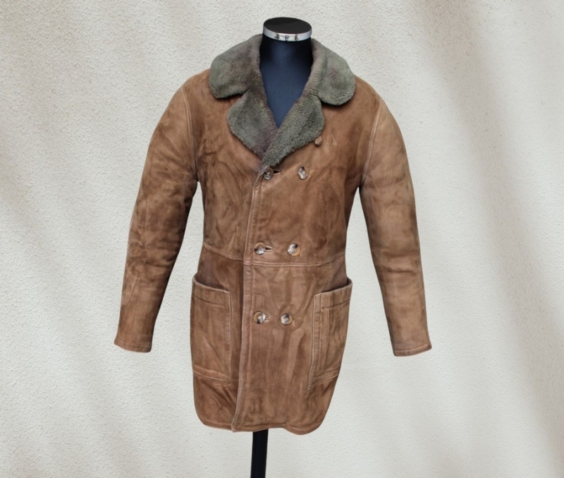 Cappotto trench montone shearling vintage taglia L