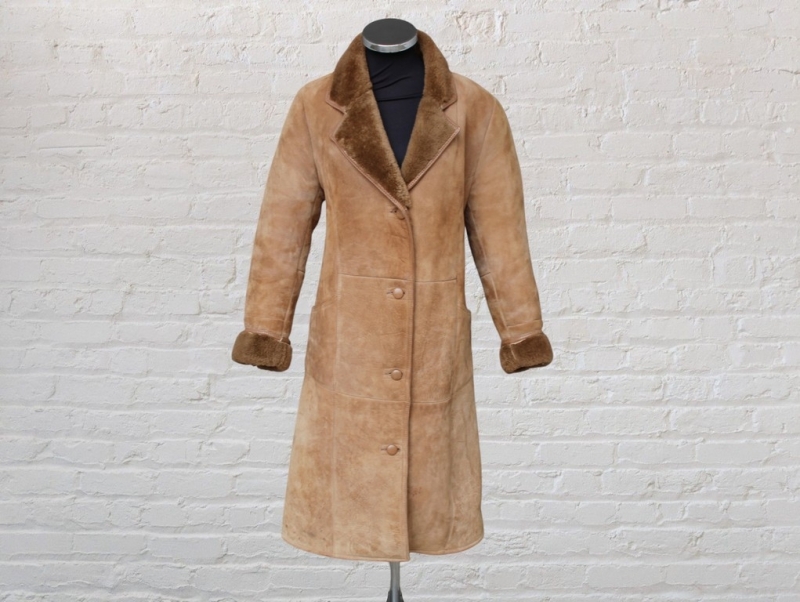 Cappotto lungo montone donna shearling marrone tag