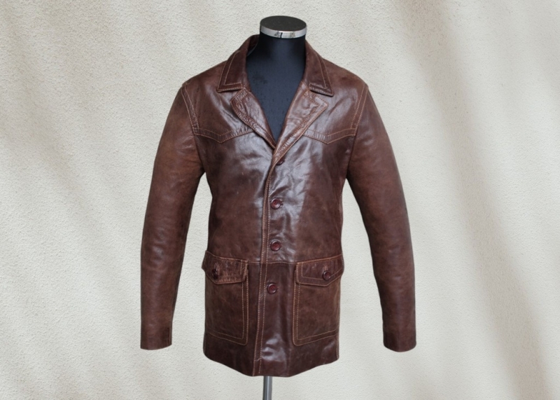 Giacca pelle vintage marrone cuoio originale anni 