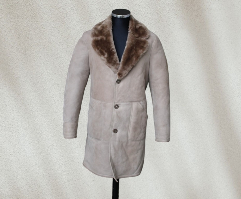 Cappotto montone shearling sabbia monopetto taglia