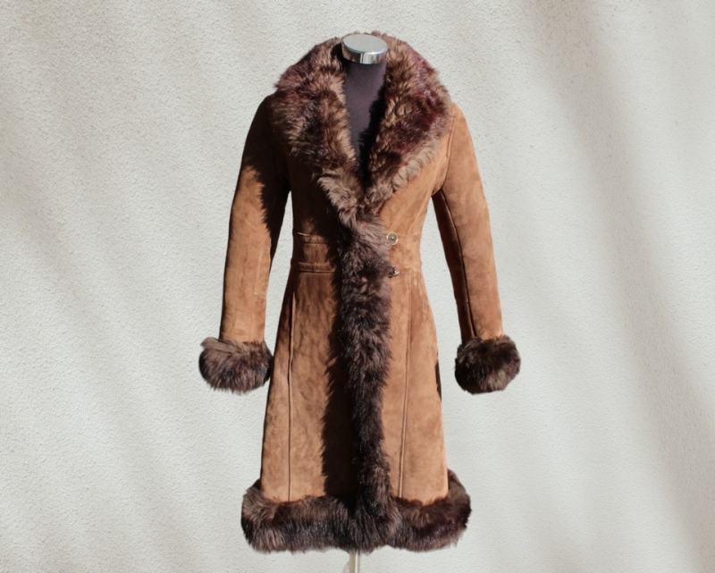 Cappotto pelle montone shearling lungo donna vinta