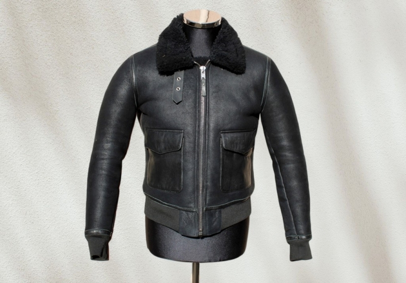 Giubbotto montone shearling nero Schott vintage ta