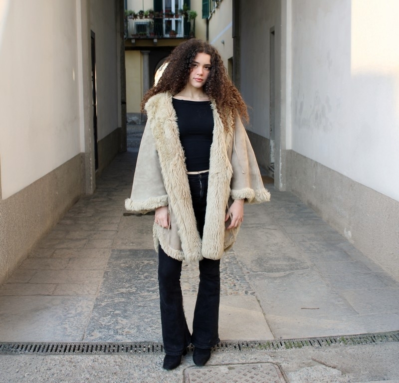 Vintage shearling coat woman 