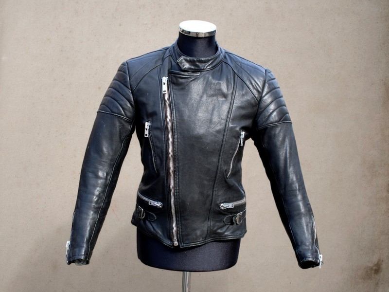 Biker vintage leather jacket 70s original size S