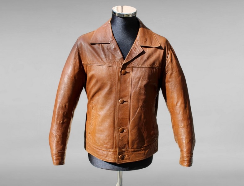 Giacca pelle anni 70 color cognac vintage taglia M