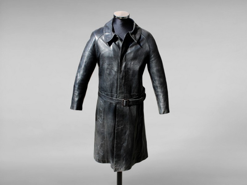 Trench cappotto pelle nera vintage taglia S anni 7