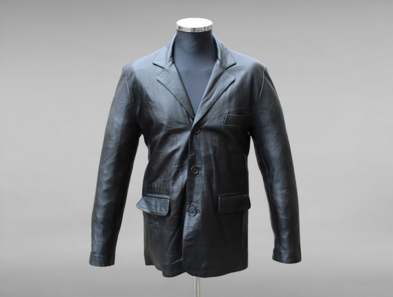 Giacca pelle anni 70 blazer vintage nero taglia M 